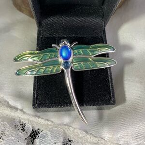 Monet Silver and Blue Dragonfly Brooch